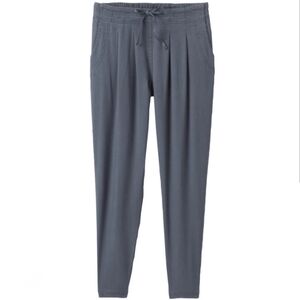 Prana Larkin Athleisure Pants Inverted Pleats Tie Waist Pockets Grey Medium